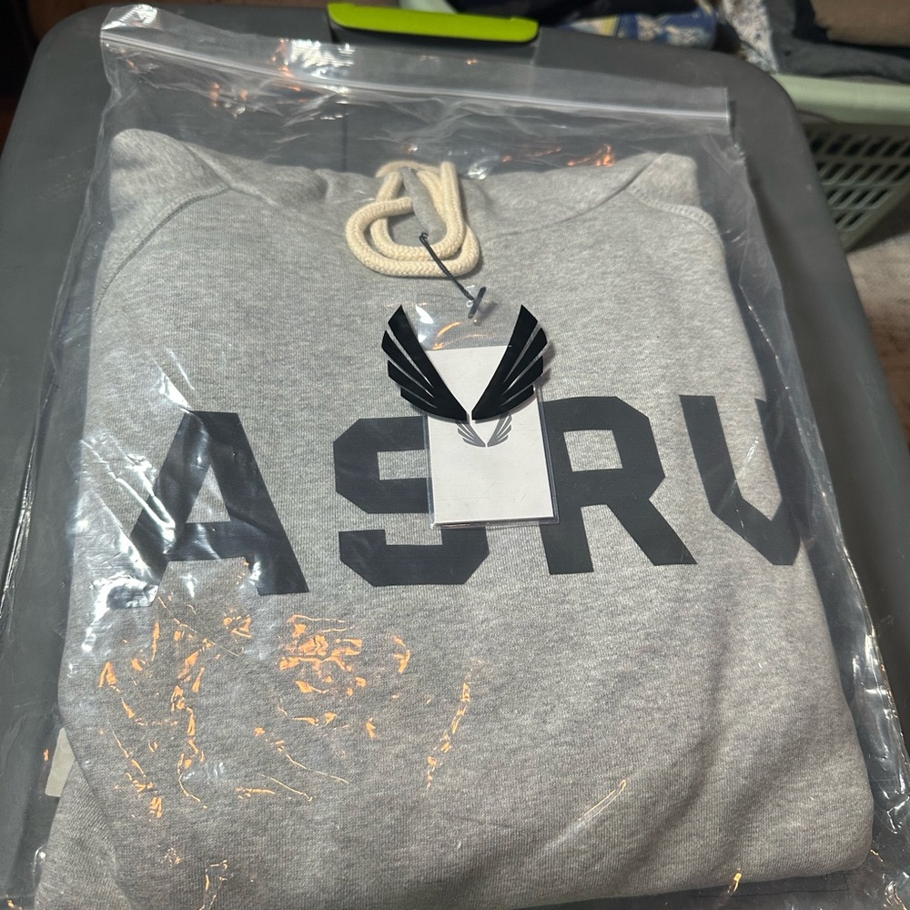 ASRV Heather Gray Sweatshirt with Black Lettering